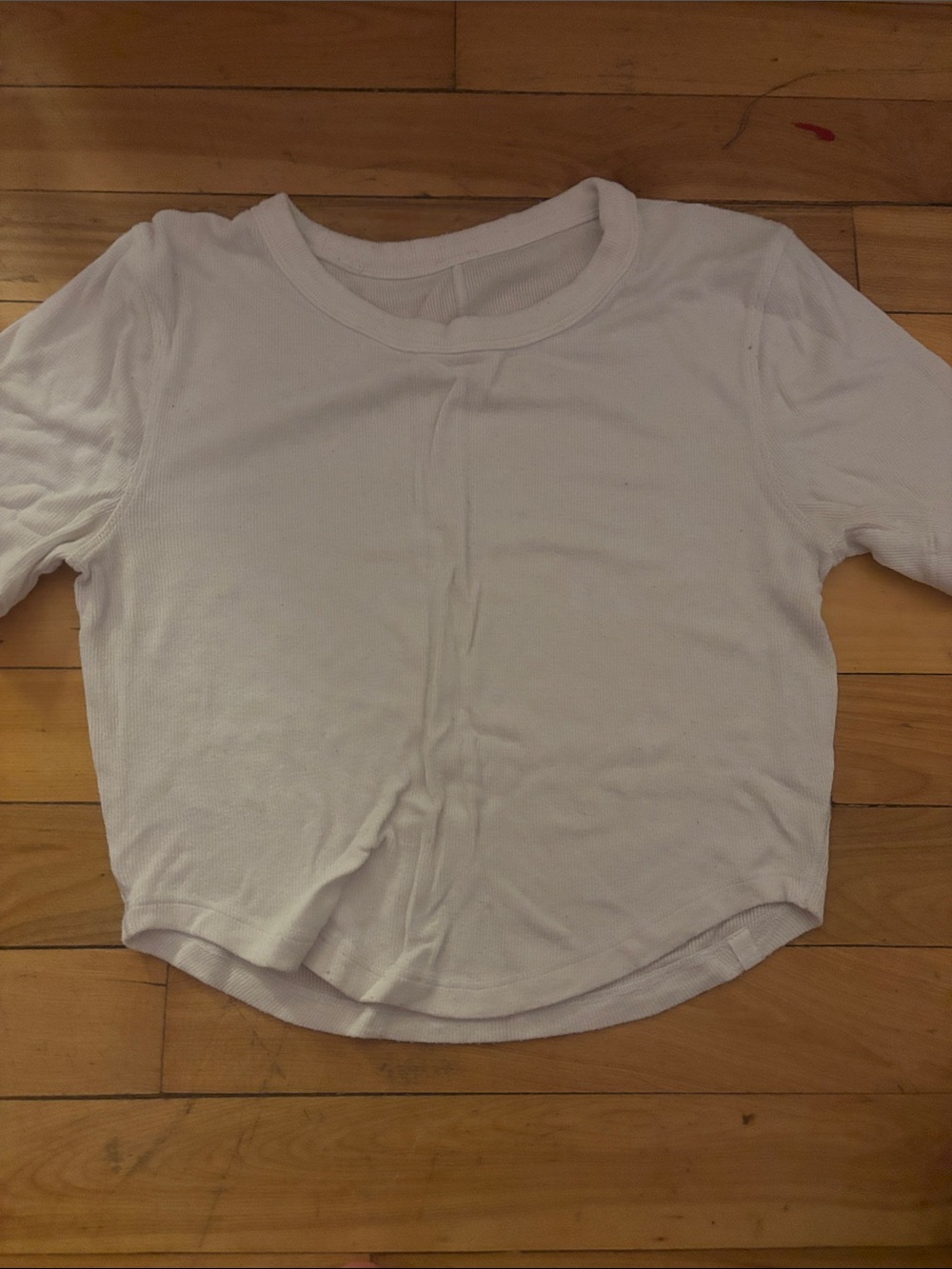 lululemon athletica White Ribbed Crop Long Sleeve Top